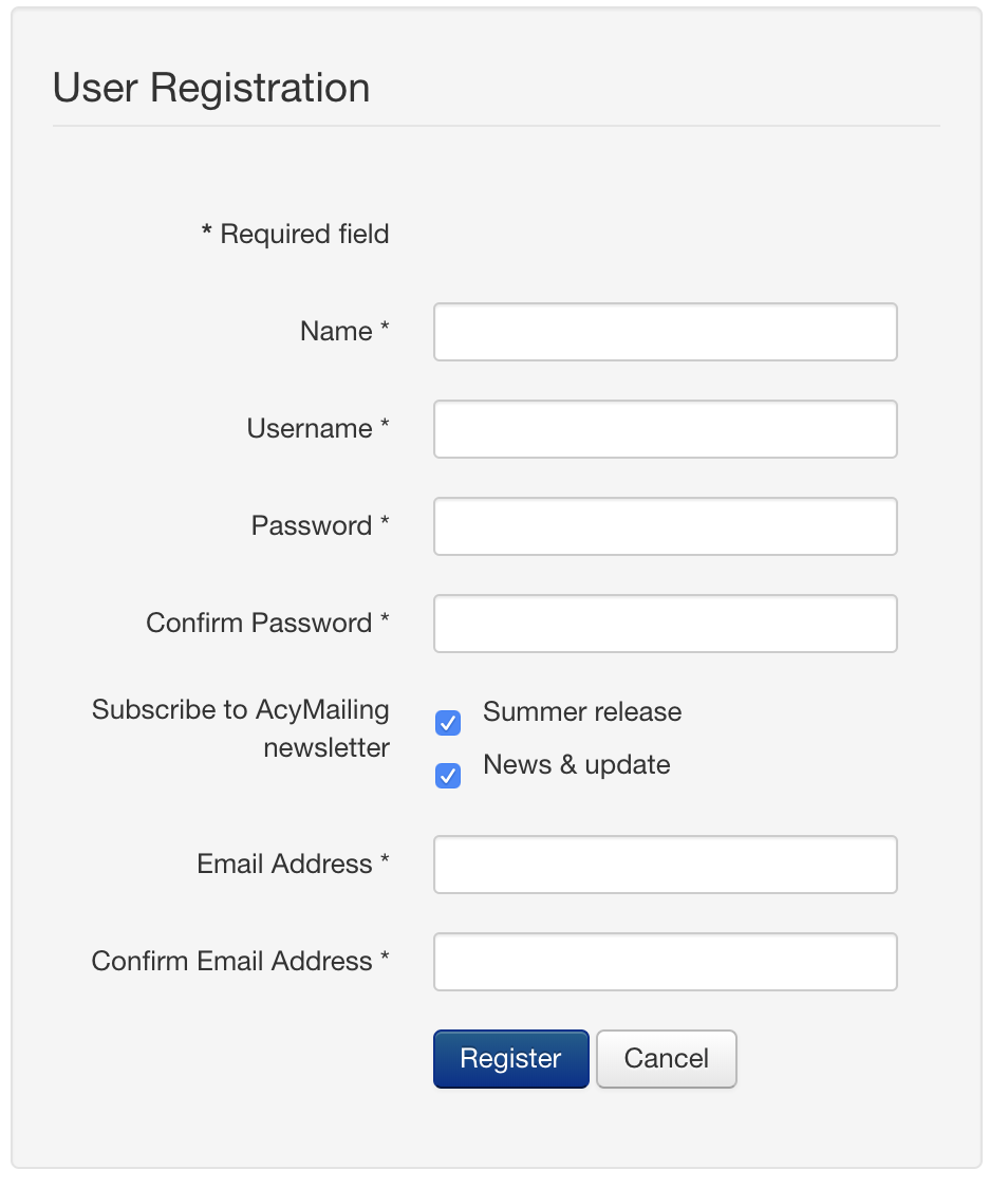 Joomla Subscription Form