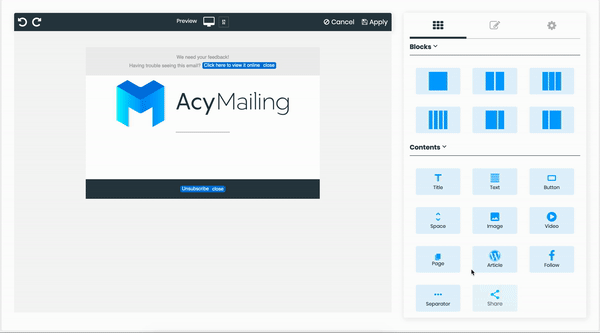 AcyMailing - Tag replacement