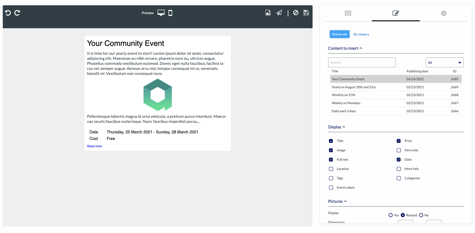 insert an event in your email modern event calendar