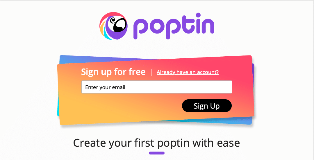 sign up on poptin