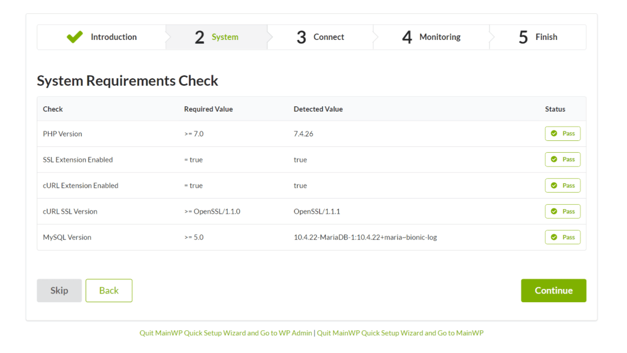 Main WP - Requirements Check