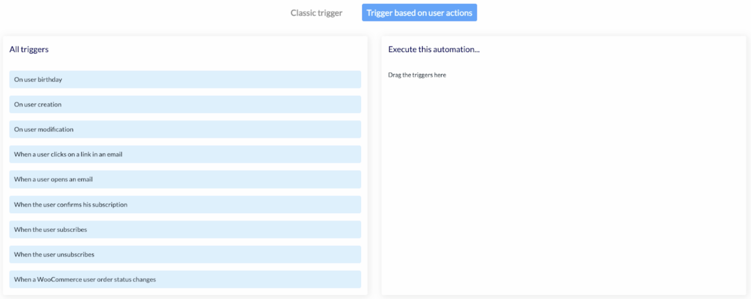 trigger base on action acymailing automation